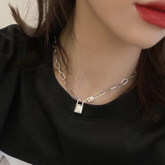 Jewelry - NEW Silver Vintage Lock Pendant Necklaces